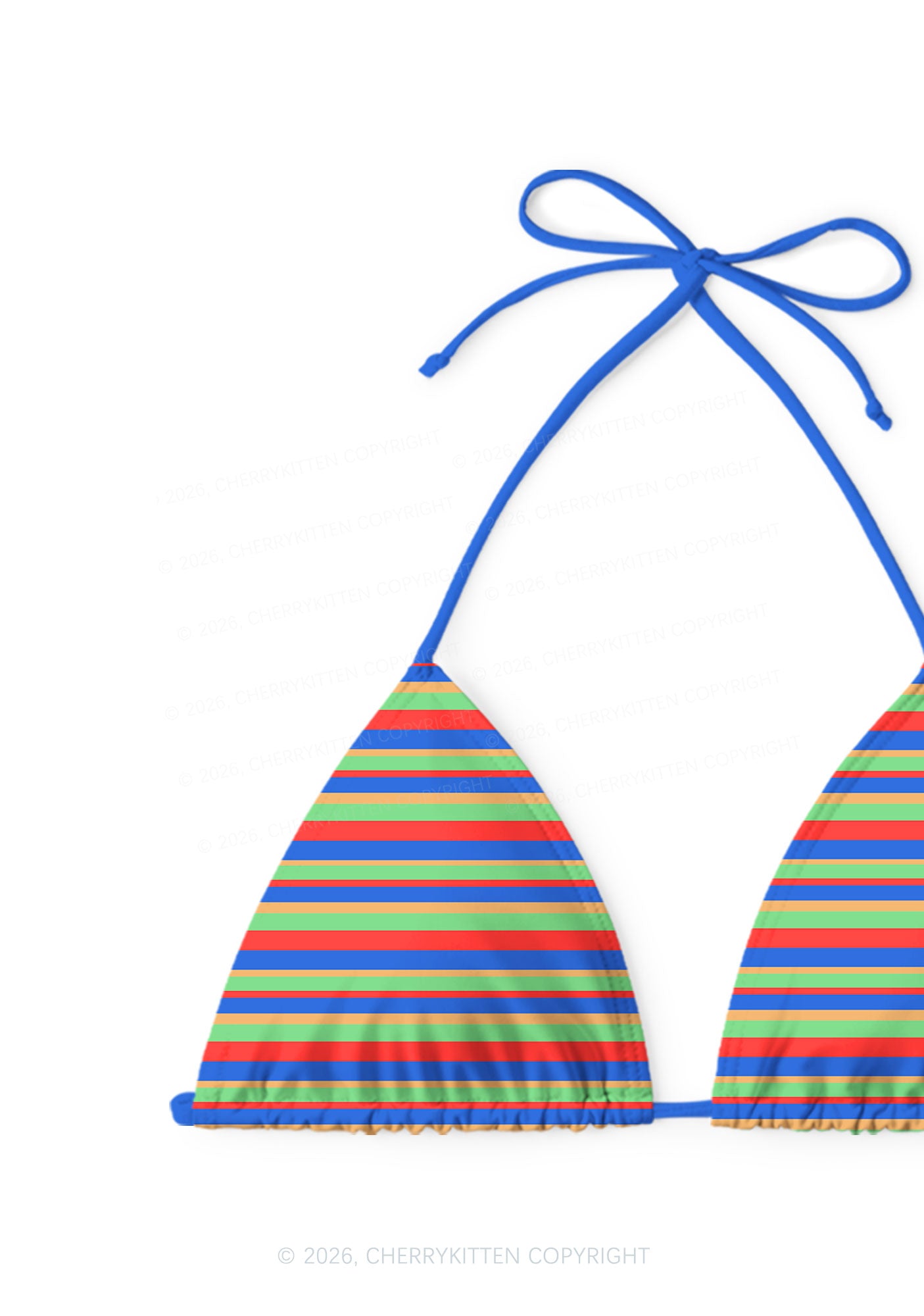 Rainbow Horizontal Stripe Y2K Print Bikini Set Cherrykitten
