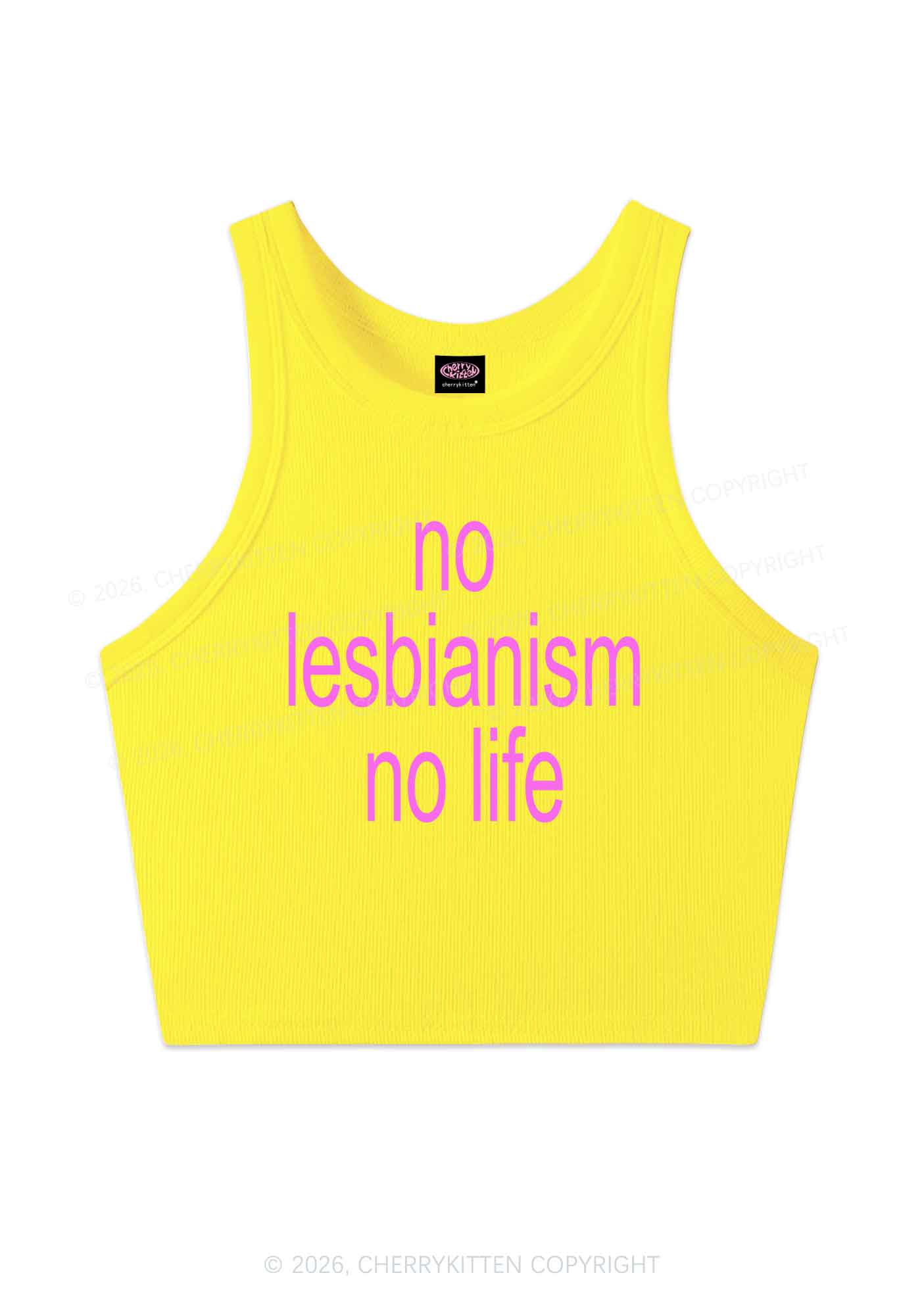 No Lesbianism No Life Pride Y2K Crop Tank Top Cherrykitten