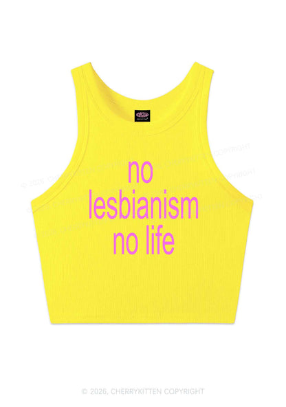 No Lesbianism No Life Pride Y2K Crop Tank Top Cherrykitten