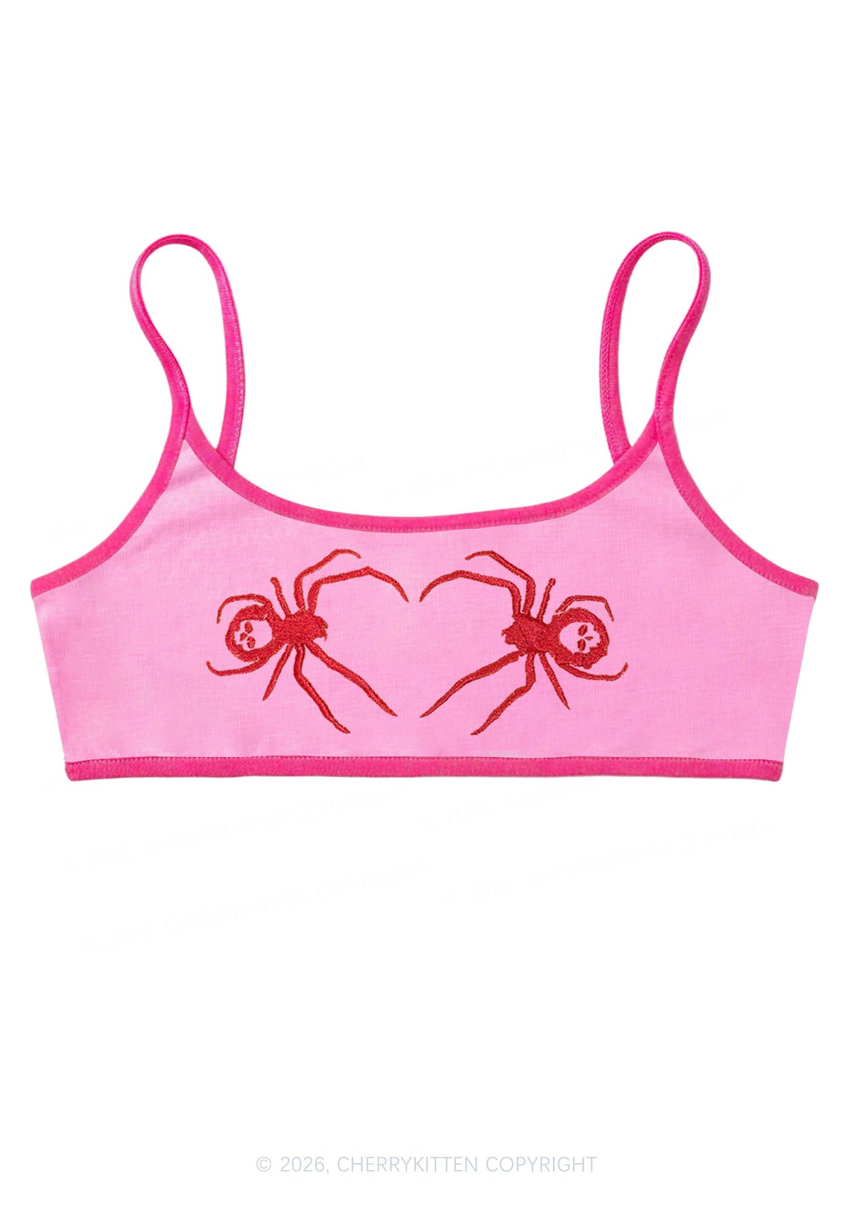 Embroidered Skull Spider Y2K Super Crop Cami Cherrykitten