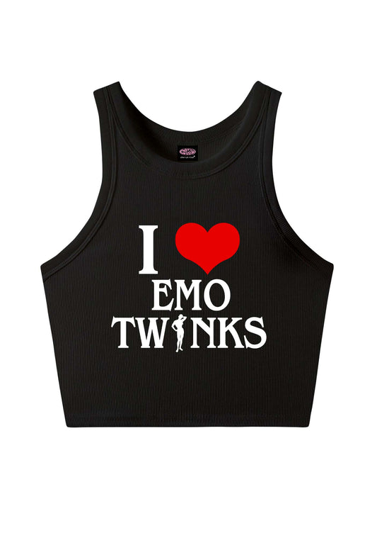 I Love Emo Twinks Pride Y2K Crop Tank Top Cherrykitten