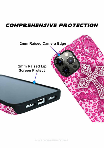 Halloween Pink Leopard Bat Cross Y2K Phone Case Cherrykitten