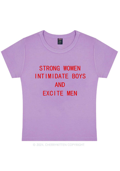 Strong Women Excite Men Y2K Baby Tee Cherrykitten