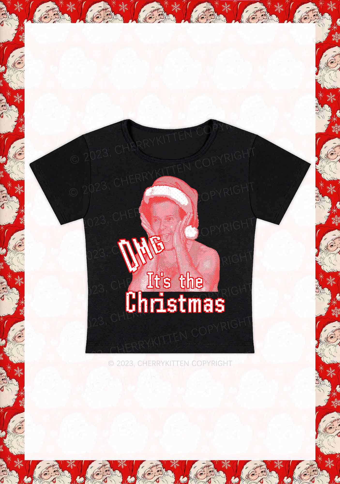 OMG It's The Christmas Y2K Baby Tee Cherrykitten