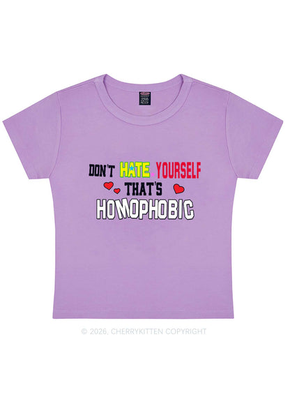 Hate Yourself Thats Homophobic Pride Y2K Baby Tee Cherrykitten
