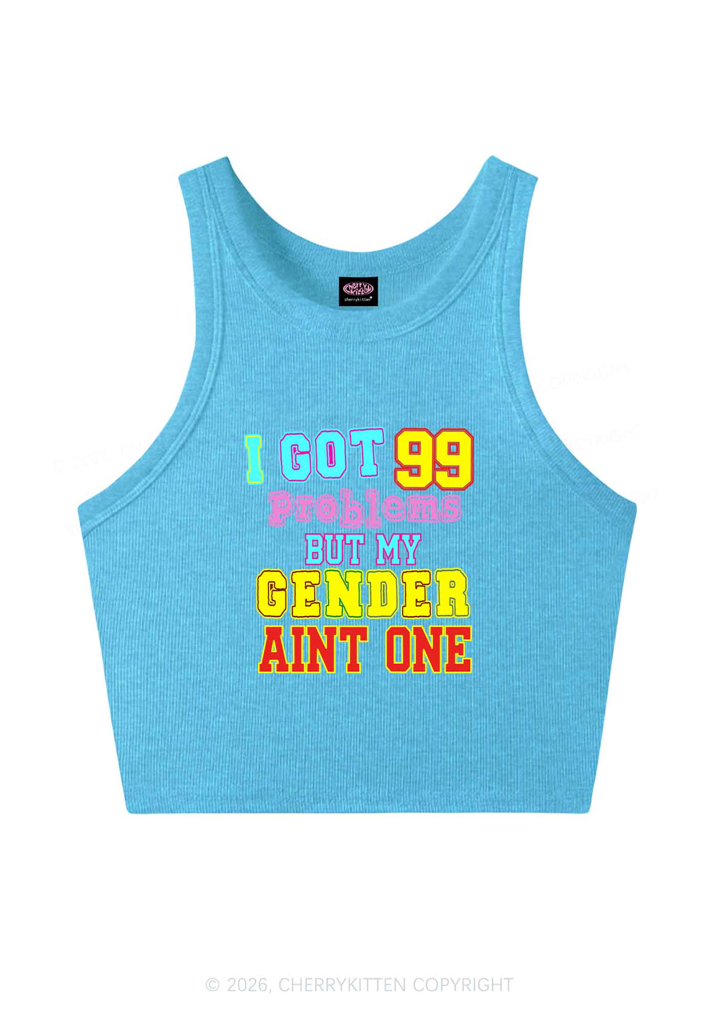 Gender Aint One Pride Y2K Crop Tank Top Cherrykitten