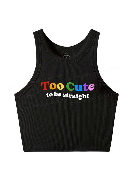 Too Cute To Be Straight Pride Y2K Crop Tank Top Cherrykitten