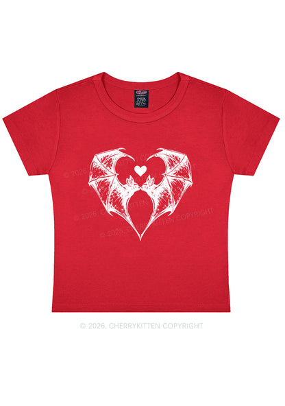 Halloween Bat Heart Y2K Baby Tee Cherrykitten
