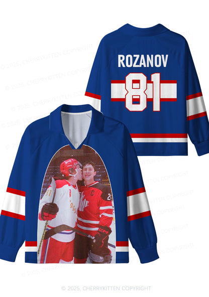 Blue Hockey Boys Kissing HR Y2K Long Sleeve Sport Jersey Shirts Cherrykitten