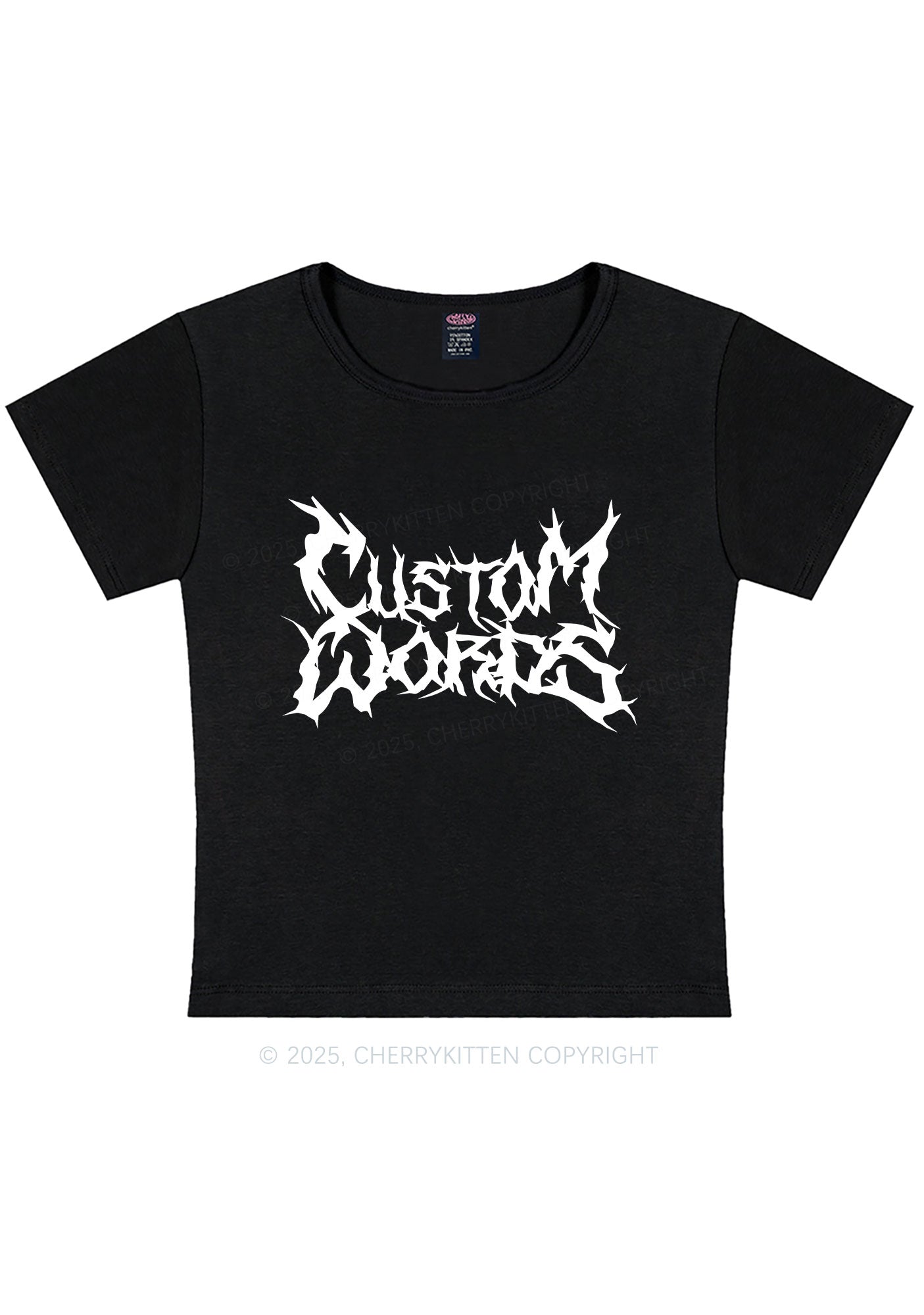 Curvy Custom Text Punk Font Y2K Baby Tee Cherrykitten