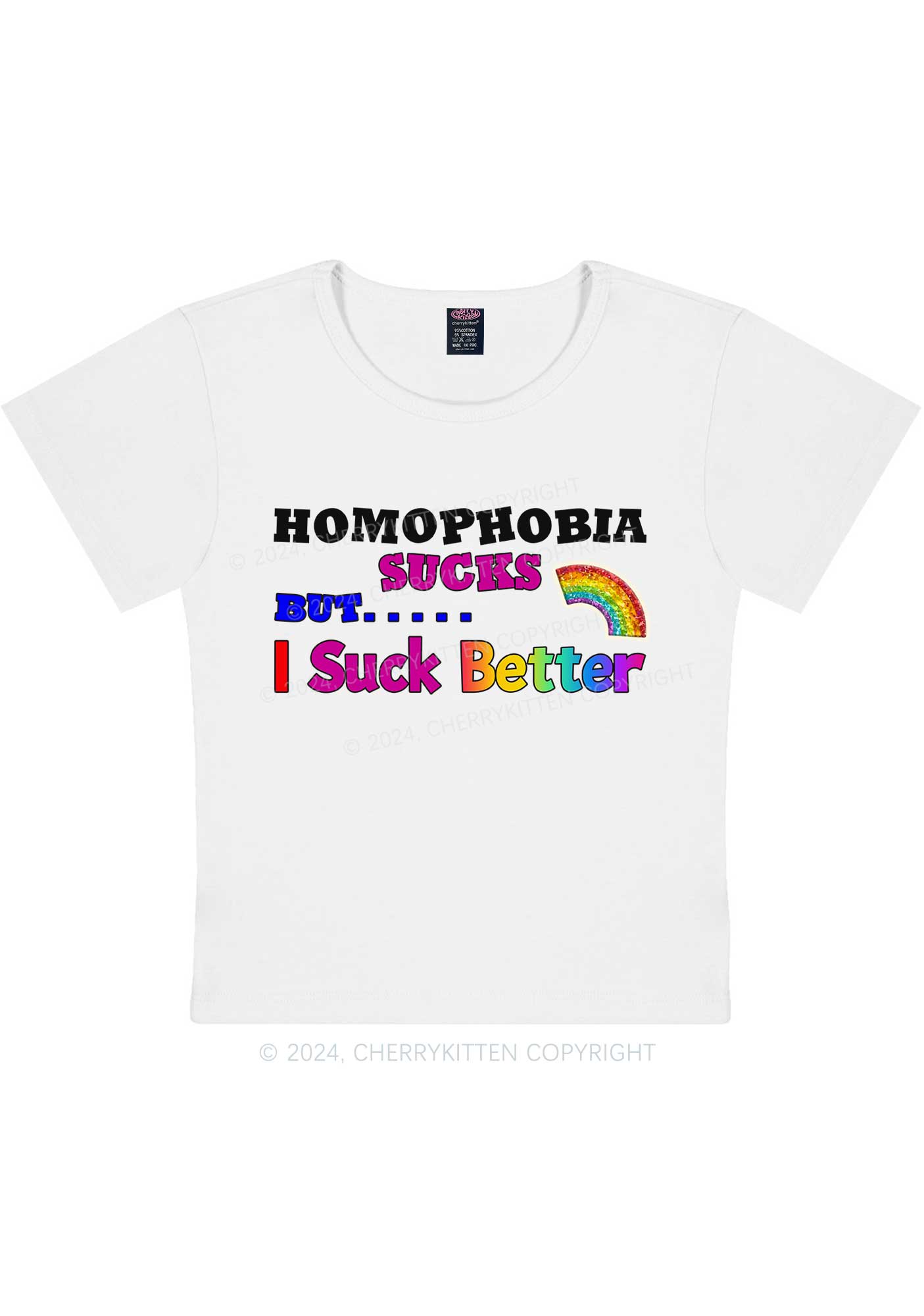 Curvy Homophobia Sucks Y2K Baby Tee Cherrykitten