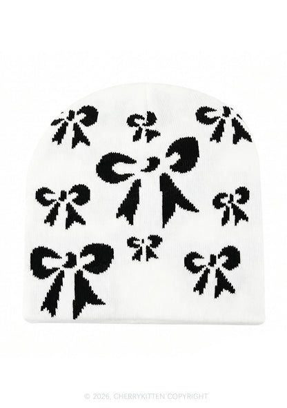 Retro Bow Y2K Knitted Hat Cherrykitten