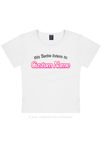 Curvy Listens To Custom Name Y2K Baby Tee Cherrykitten