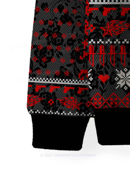 Red Punk Faggot Pride Y2K Christmas Knit Sweatshirt Cherrykitten