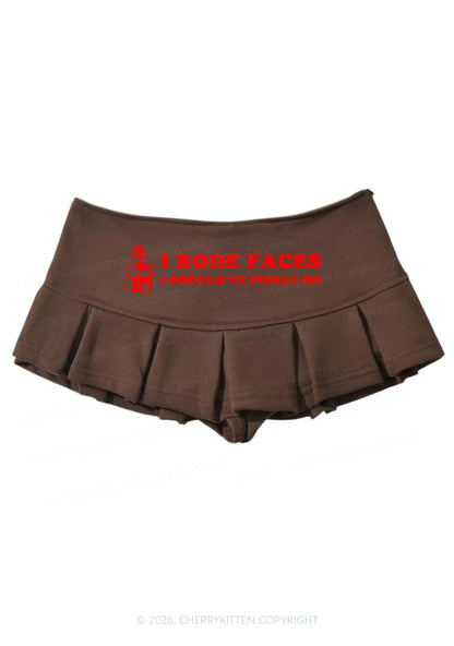 I Rode Faces Y2K Mini Pleated Skirts Cherrykitten