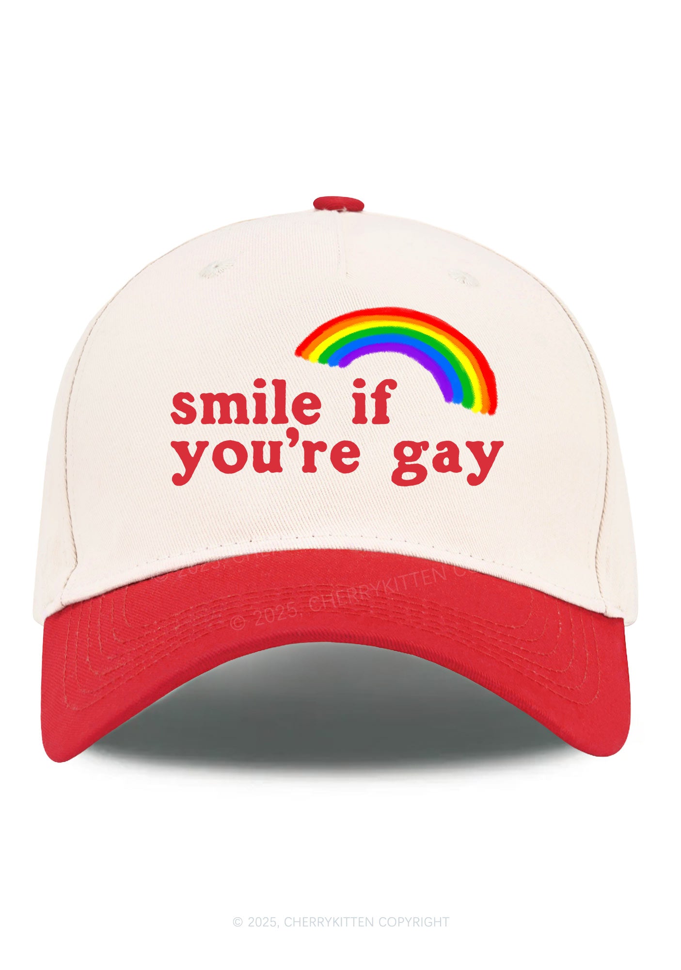 Rainbow Smile If You're Gay Pride Y2K Color Block Baseball Cap Cherrykitten