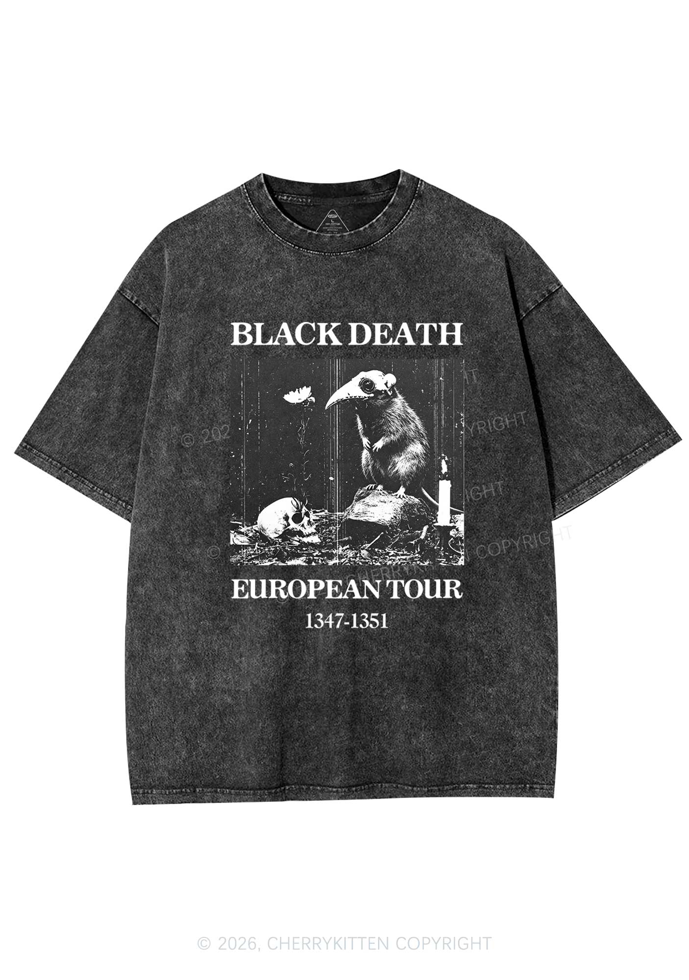 Halloween Skeleton Plague Doctor Rat Y2K Shirts Washed Tee Cherrykitten