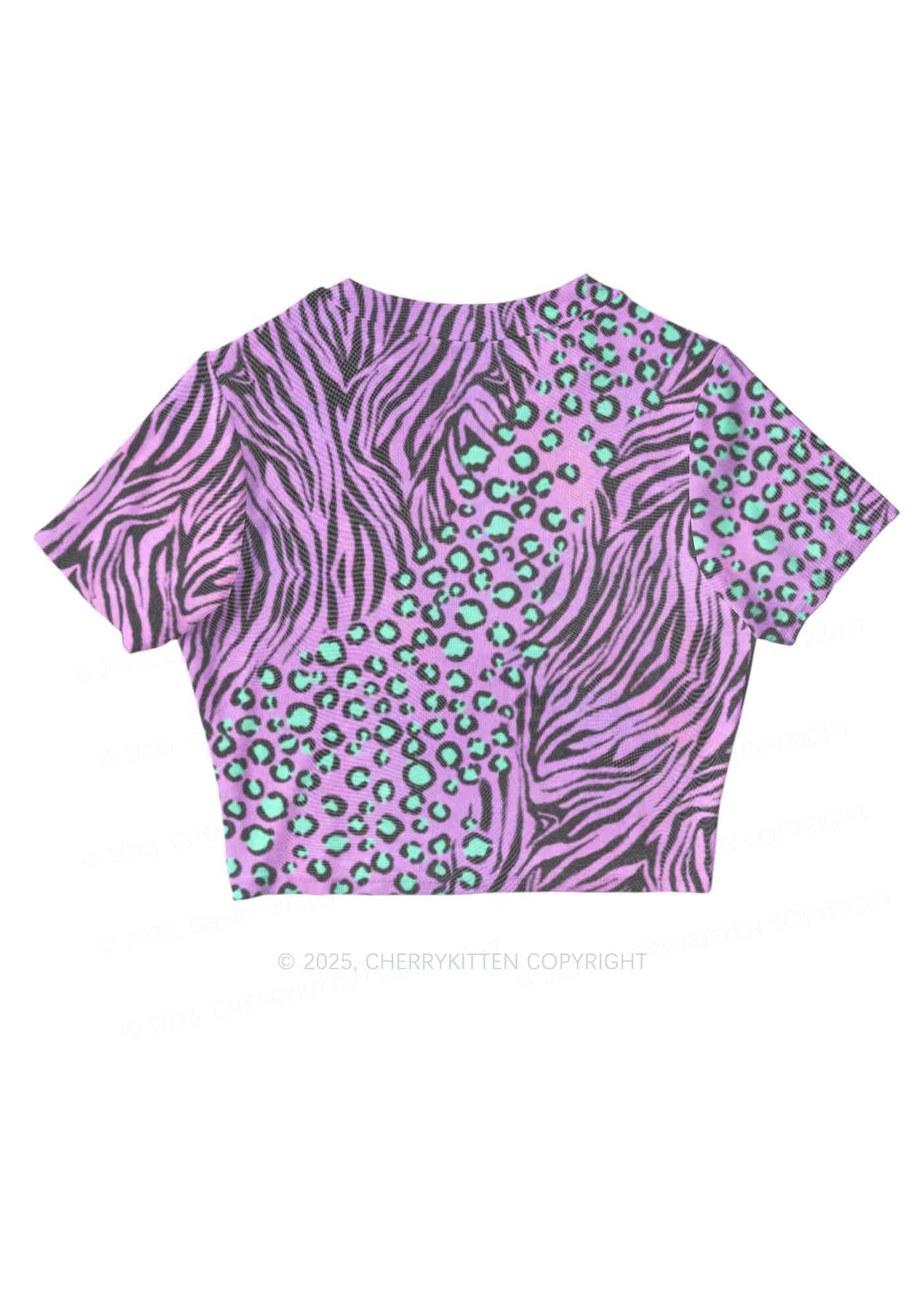 Lavender Zebra Y2K Mesh Crop Top Cherrykitten