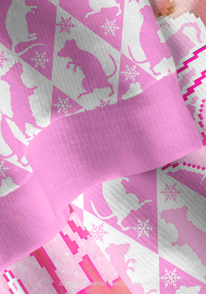 Sweet Pink Ratz Y2K Christmas Cardigan Knit Sweatshirt Cherrykitten