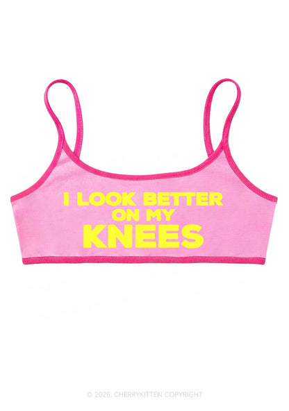 I Look Better On My Knees Y2K Super Crop Cami Cherrykitten