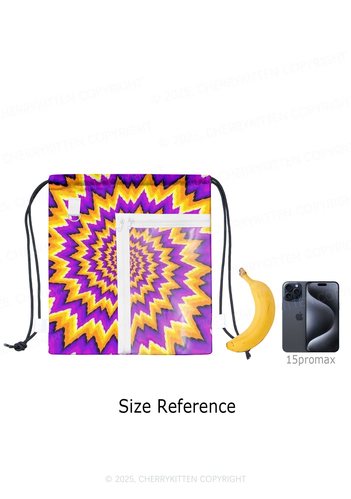 Yellow Purple Optical Illusion Y2K Drawstring Itabag Backpack Cherrykitten