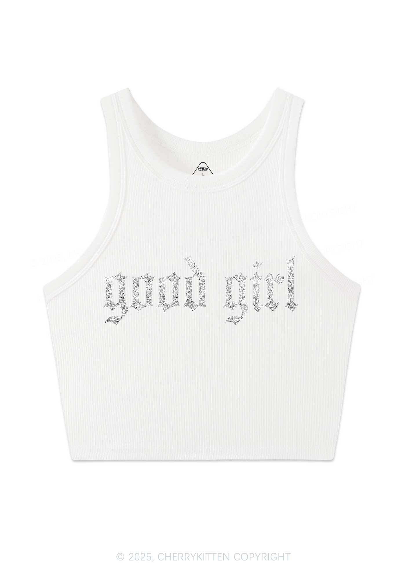 Glitter Good Girl Y2K Crop Tank Top Cherrykitten