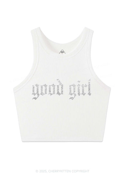 Glitter Good Girl Y2K Crop Tank Top Cherrykitten