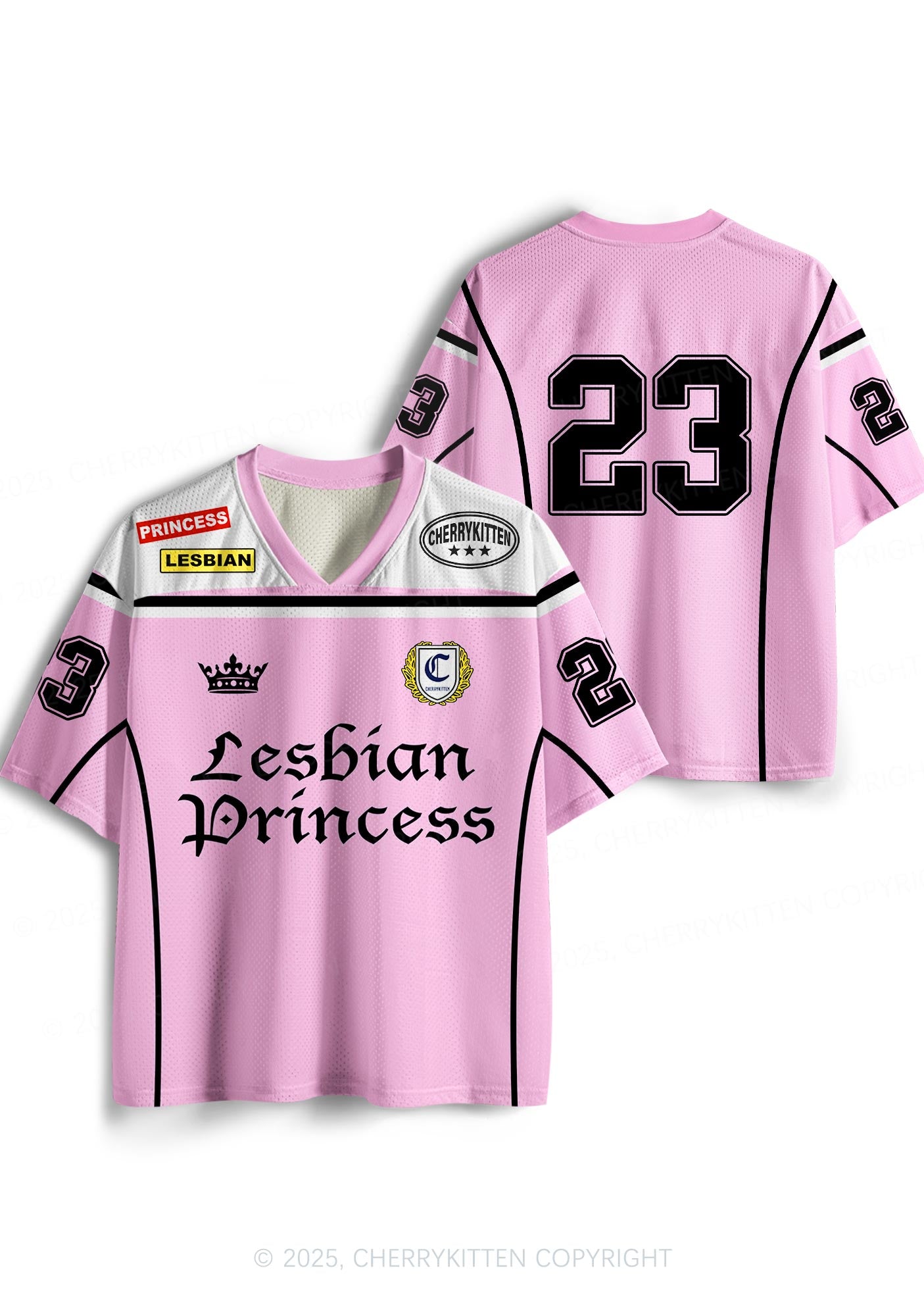 Custom White Lesbian Princess Pride Y2K Sport Jersey Shirts Cherrykitten