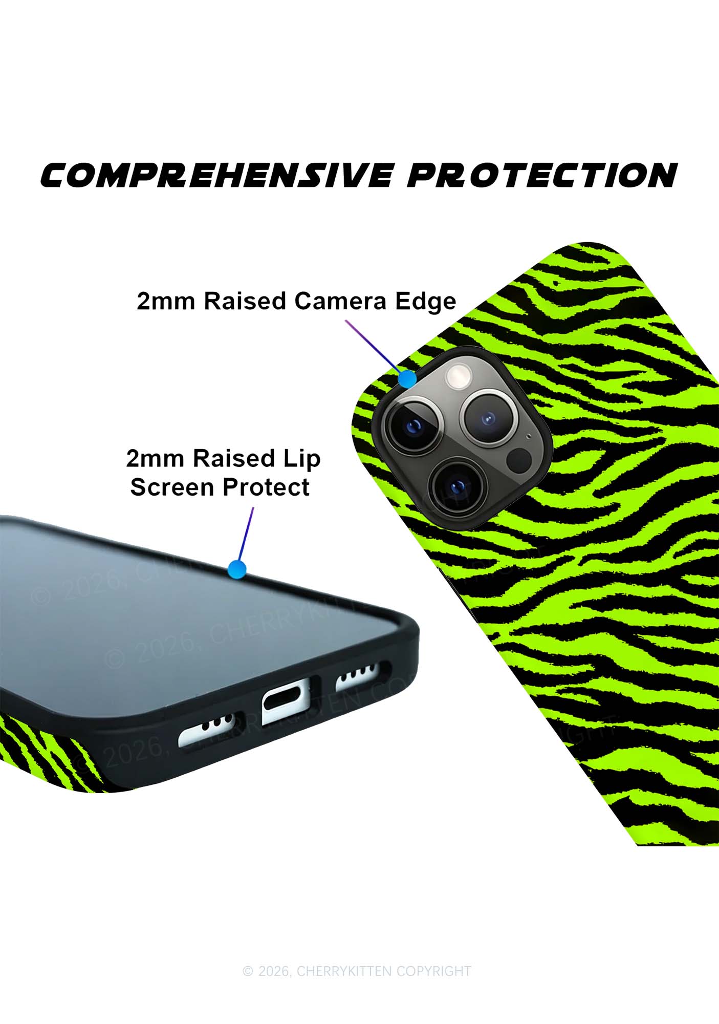 Green Zebra Y2K Phone Case Cherrykitten
