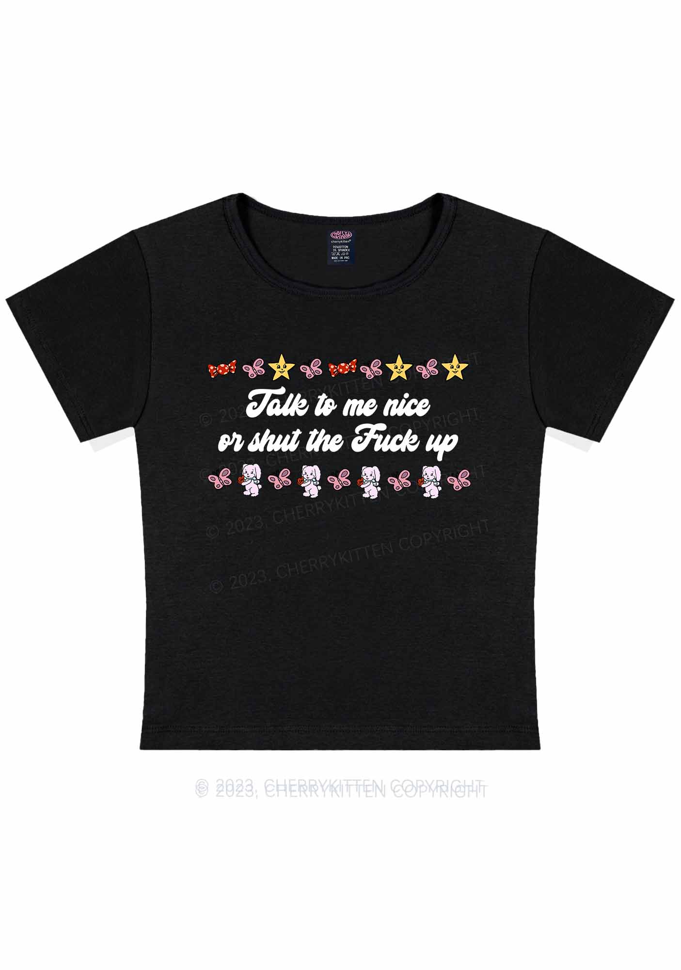 Talk To Me Nice Y2K Baby Tee Cherrykitten