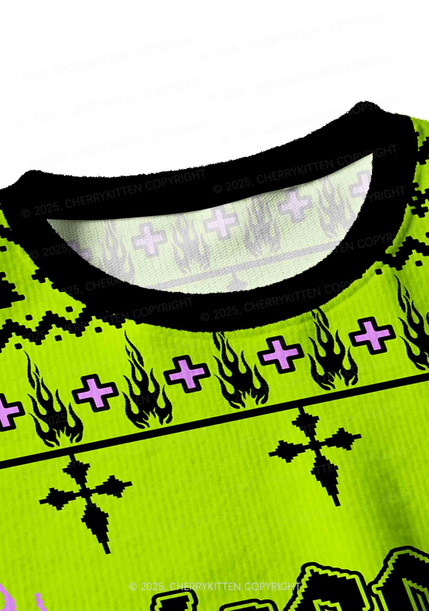 Faggot Pride Y2K Christmas Crop Knit Sweatshirt Cherrykitten