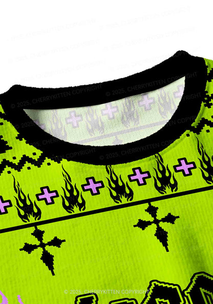 Faggot Pride Y2K Christmas Crop Knit Sweatshirt Cherrykitten