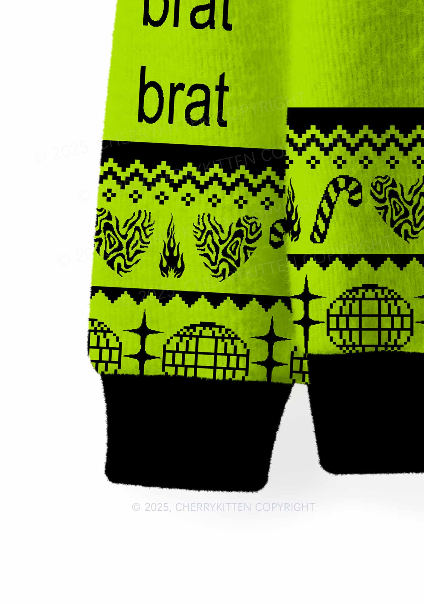 Green Brat Y2K Christmas Knit Sweatshirt Cherrykitten