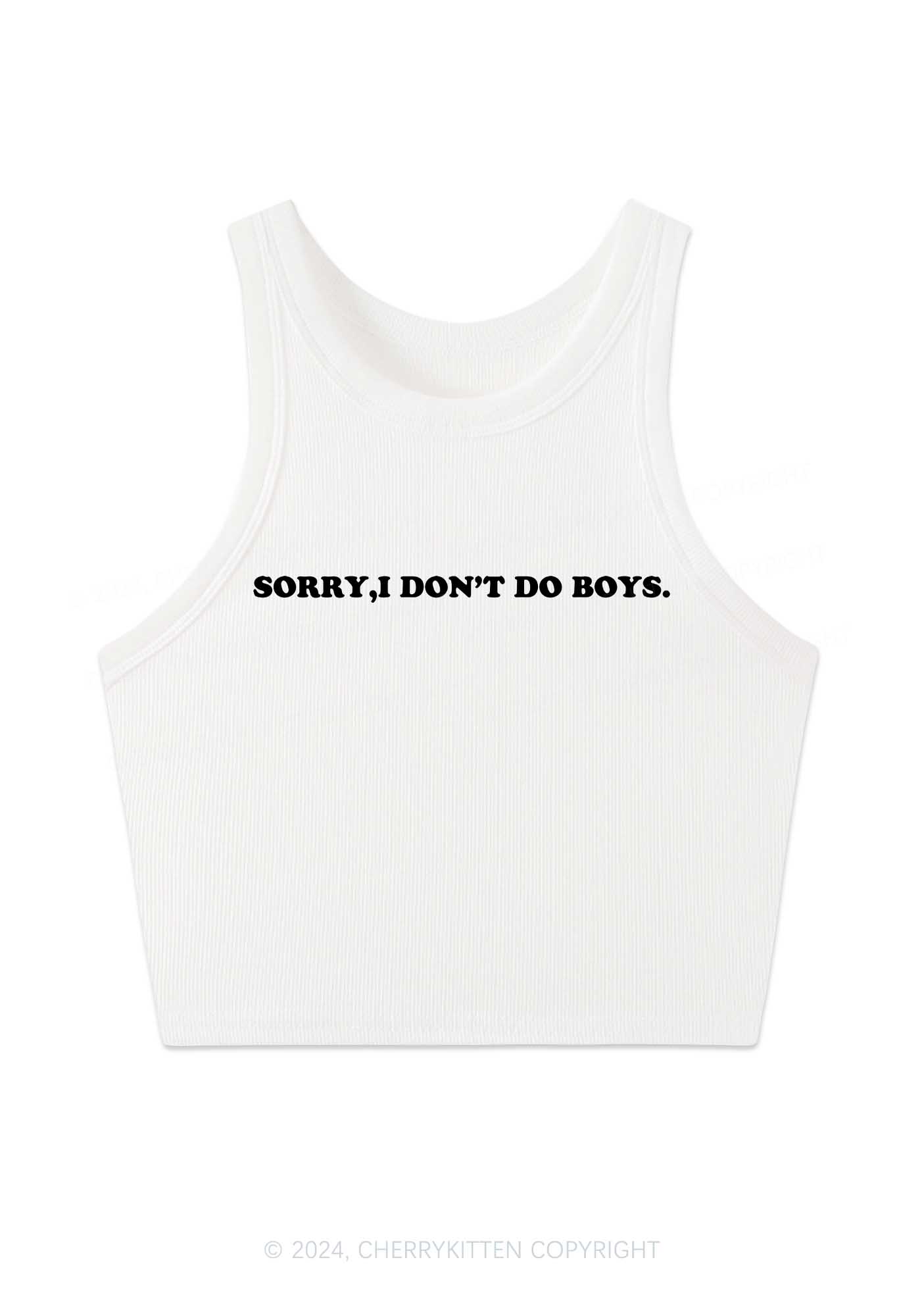 Sorry I Don't Do Boys Y2K Crop Tank Top Cherrykitten