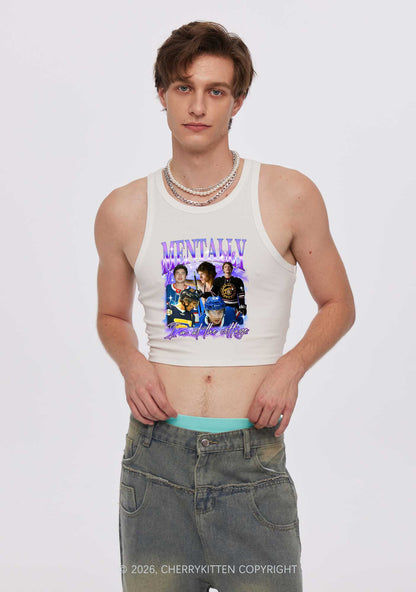 Purple Mentally At The Cottage HR Y2K Crop Tank Top Cherrykitten