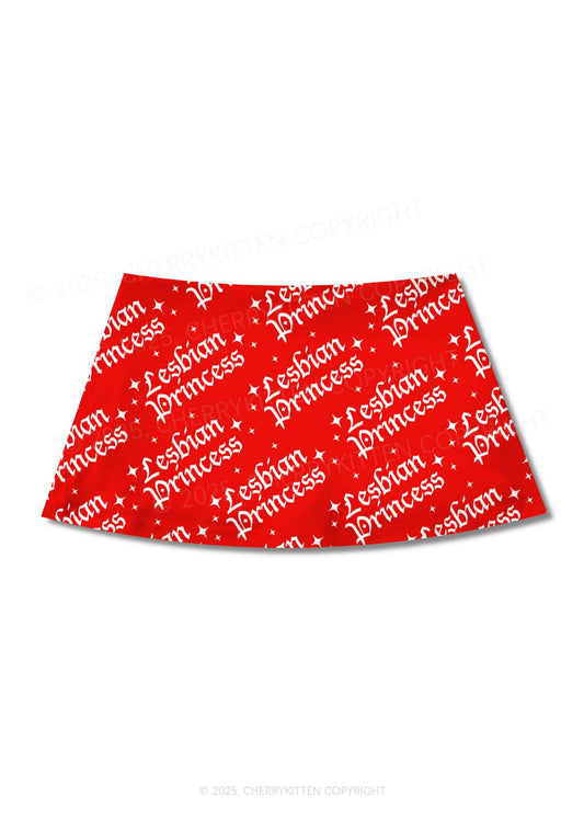 Lesbian Princess Pride Y2K Print Mini Skirt Cherrykitten