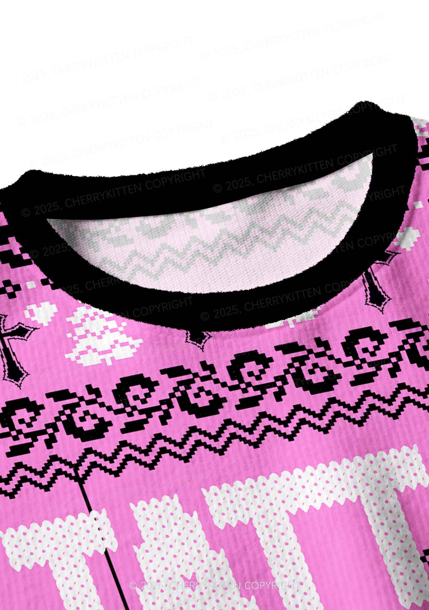 Tattoos Are Trashy Y2K Christmas Crop Knit Sweatshirt Cherrykitten