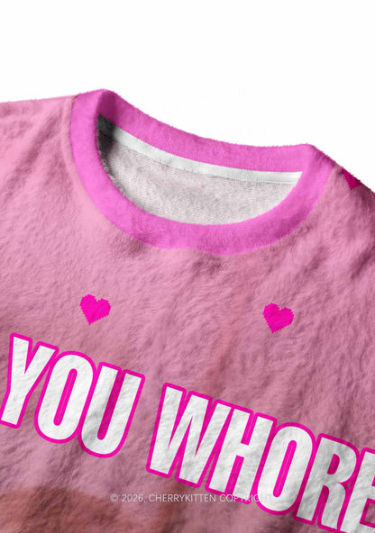 Boo You Hore Y2K Knit Sweatshirt Cherrykitten