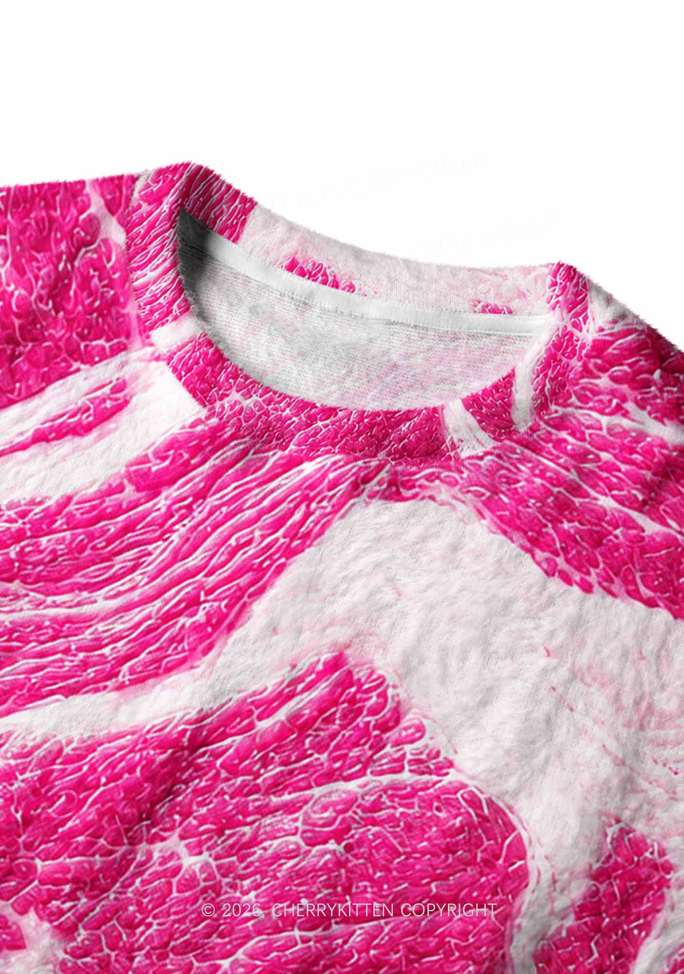 Halloween Pink Beef Texture Y2K Knit Sweatshirt Cherrykitten