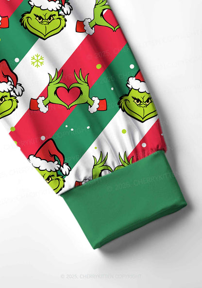 Christmas Red Whoville Heart Hands Y2K Print Long Sleeve Pajama Set Cherrykitten