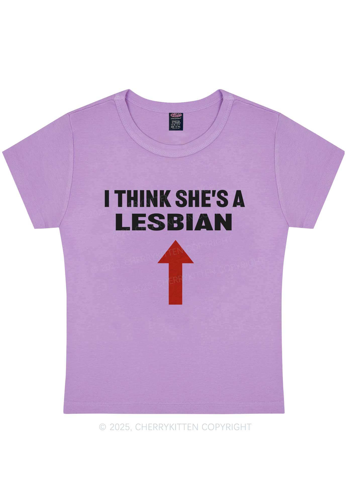 I Think She's A Lesbian Y2K Baby Tee Cherrykitten