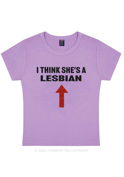 I Think She's A Lesbian Y2K Baby Tee Cherrykitten