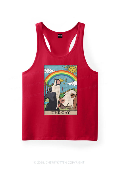 Gay Cow Play Pride Y2K Men Racerback Tank Top Cherrykitten