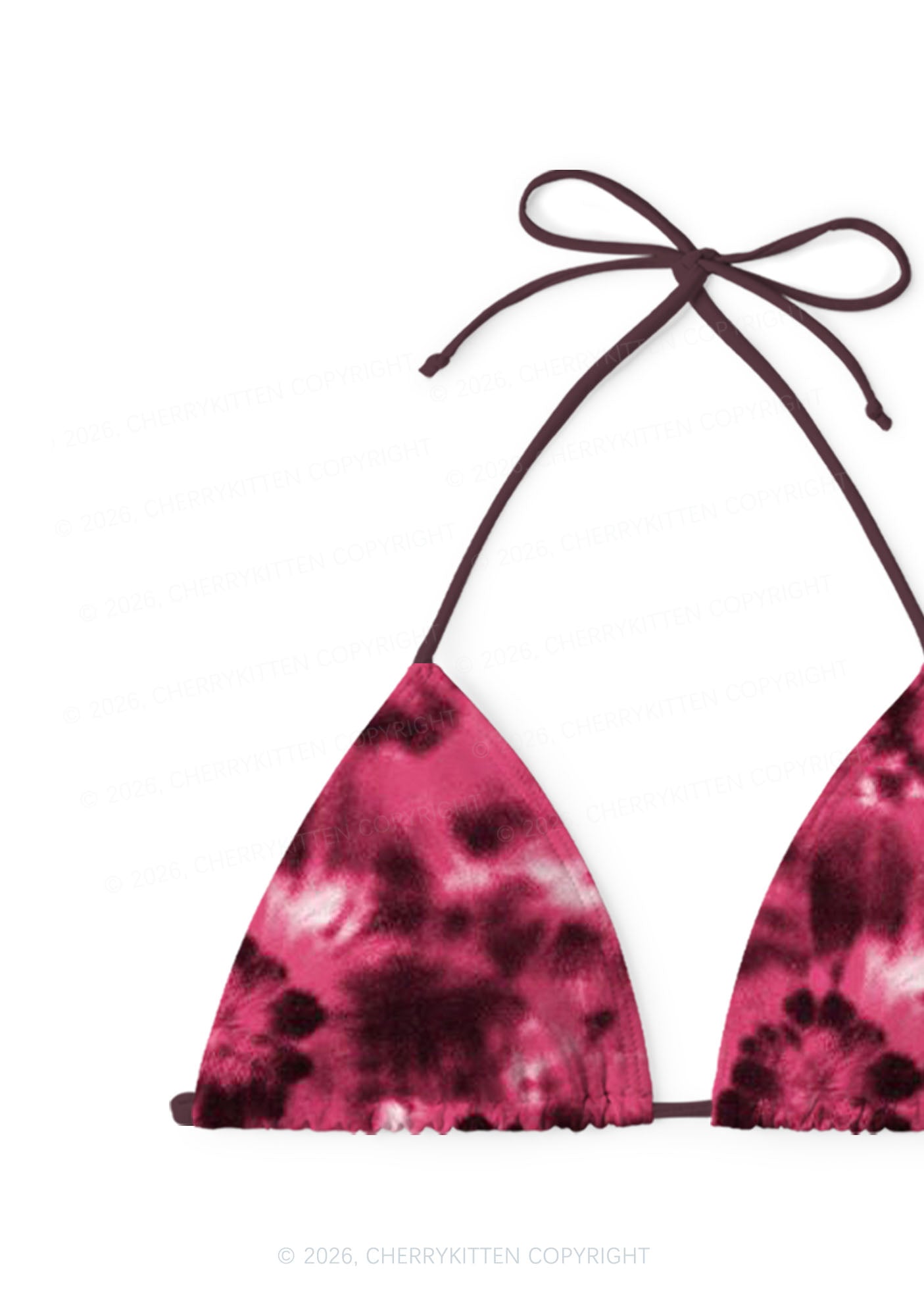 Wine Red Tie Dye Y2K Print Bikini Set Cherrykitten