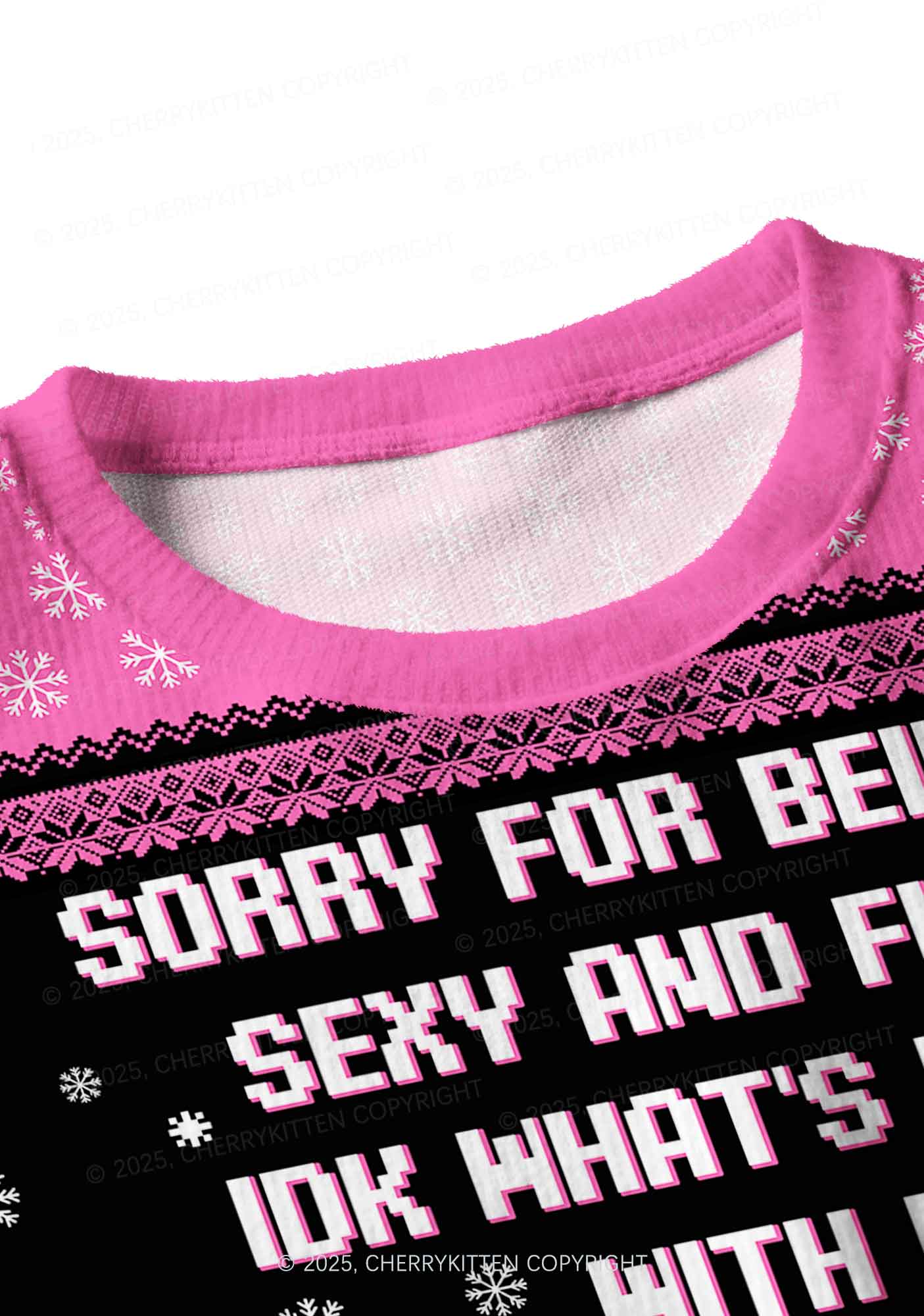 Sorry For Being So Funny Y2K Christmas Crop Knit Sweatshirt Cherrykitten