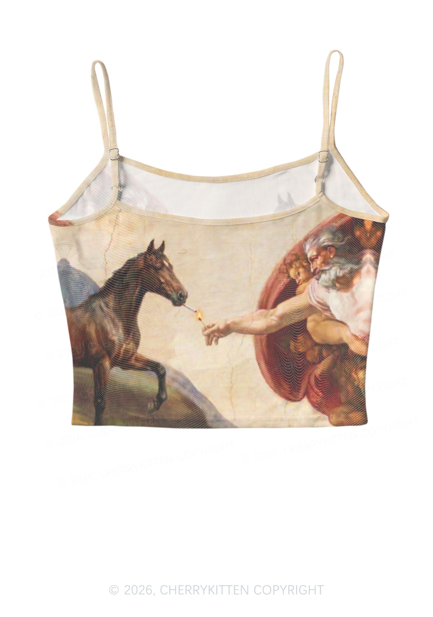 God Smoking Horse Y2K Mesh Cami Tank Cherrykitten