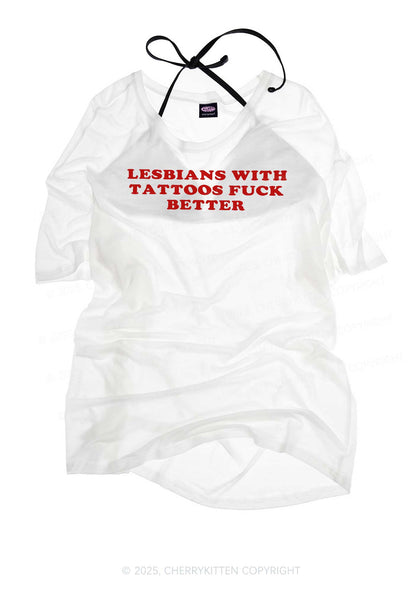 Lesbians With Tattoos Pride Y2K Sheer Boyfriend Tee Cherrykitten