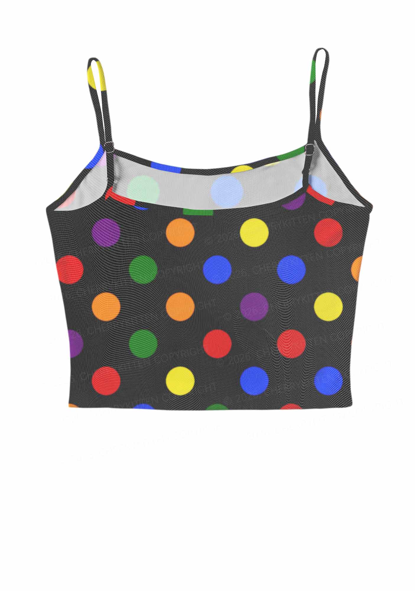 Rainbow Dots On Black Pride Y2K Mesh Cami Tank Cherrykitten