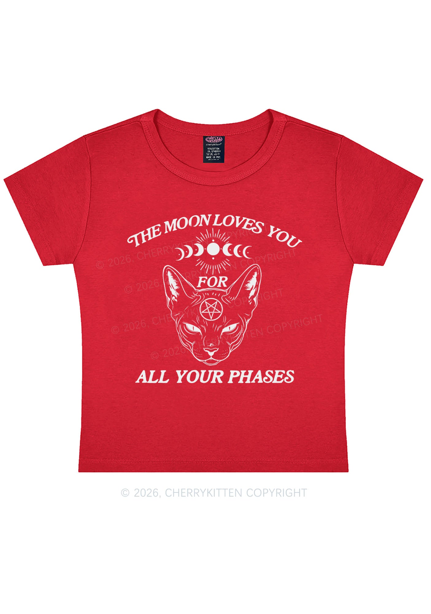 Halloween The Moon Loves You Y2K Baby Tee Cherrykitten