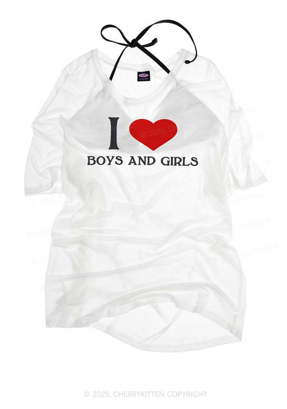 I Love Boys and Girls Pride Y2K Sheer Boyfriend Tee Cherrykitten